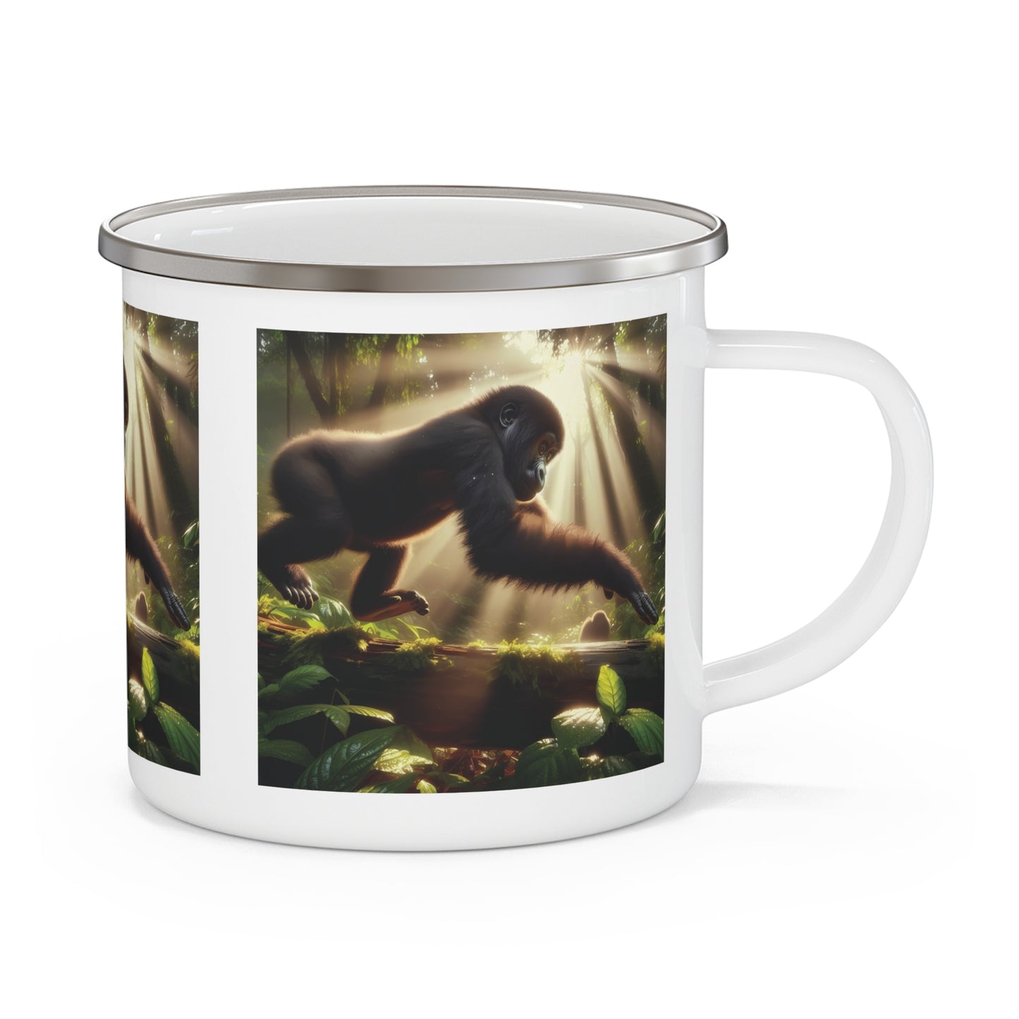 Enjoy your outdoor adventures with this vivid artwork enamel camping mug featuring a stunning jungle monkey design. This mug is perfect for camping, hiking, and nature lovers. Ideal for wildlife enthusiasts and outdoor explorers looking for stylish, reusable drinkware. BUY NOW! (SK Superb)