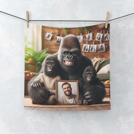 Our Cute Gorilla Family Portrait Face Towel features a heartwarming gorilla family. This towel makes an excellent gift for animal lovers, photographers, and anyone who appreciates unique home accents. BUY NOW! (SK Superb)