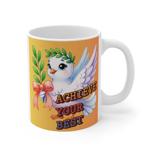 Inspirational Dove 11oz Mug for success seekers and dream chasers. A positive affirmation gift mug for students, professionals, or anyone striving for success.