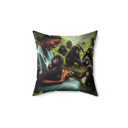 Discover the heartwarming scene of a dedicated nurse holding a baby gorilla with our "Nurturing Nurse with Baby Gorillas Pillow." This enchanting pillow captures the essence of care and compassion, making it a perfect addition to your home and office decor. BUY NOW! (SK Superb)