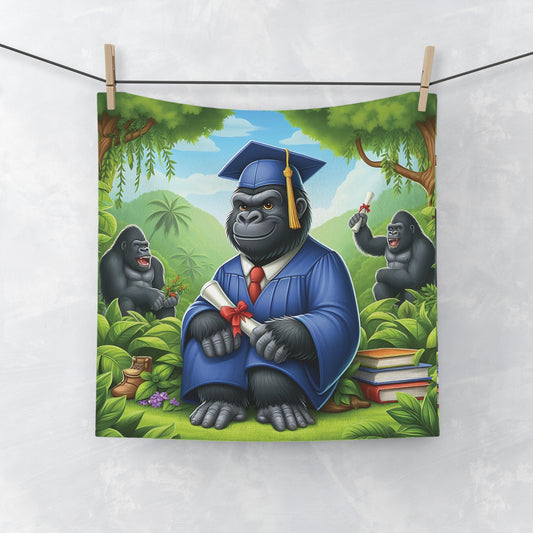 Celebrate success with our face towel featuring a cartoon-style gorilla in a graduation cap and gown. Perfect for graduates, animal lovers, or anyone who loves fun designs. Whether you use it in your bathroom, gym, or during travel, this face towel is a wonderful gift to commemorate achievements. BUY NOW! (SK Superb)