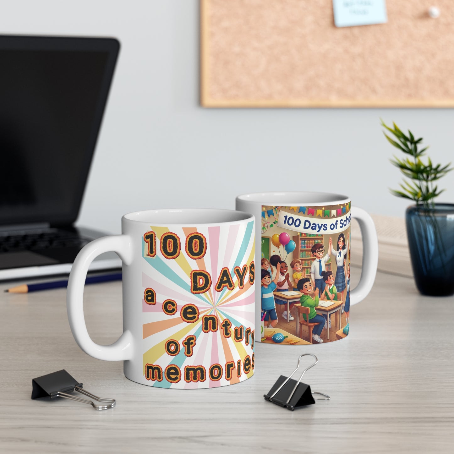 Celebrate 100 days of school with our 11oz mug fun design "A Century of Memories". Perfect gift for teachers, students, and parents. A classroom keepsake.