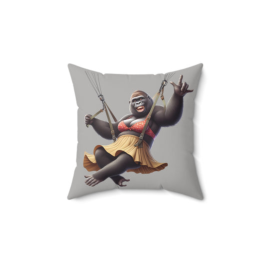 High-Flying Fun: Daring Paragliding Gorilla Pillow (Animal Theme)