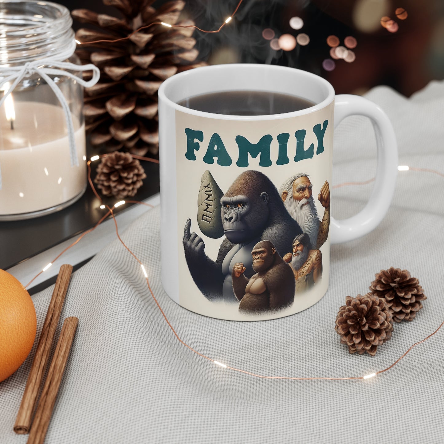 11oz Mug Gorilla and Human Family Design