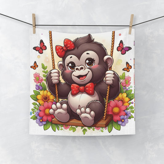 Our "Joyful Baby Monkey on Swing Face Towel" captures the essence of childhood fun and the simple pleasures of swinging. Ideal for bath time, face washing, or any cleanup task, it adds cheer to everyday hygiene routines to any bathroom. BUY NOW! (SK Superb)