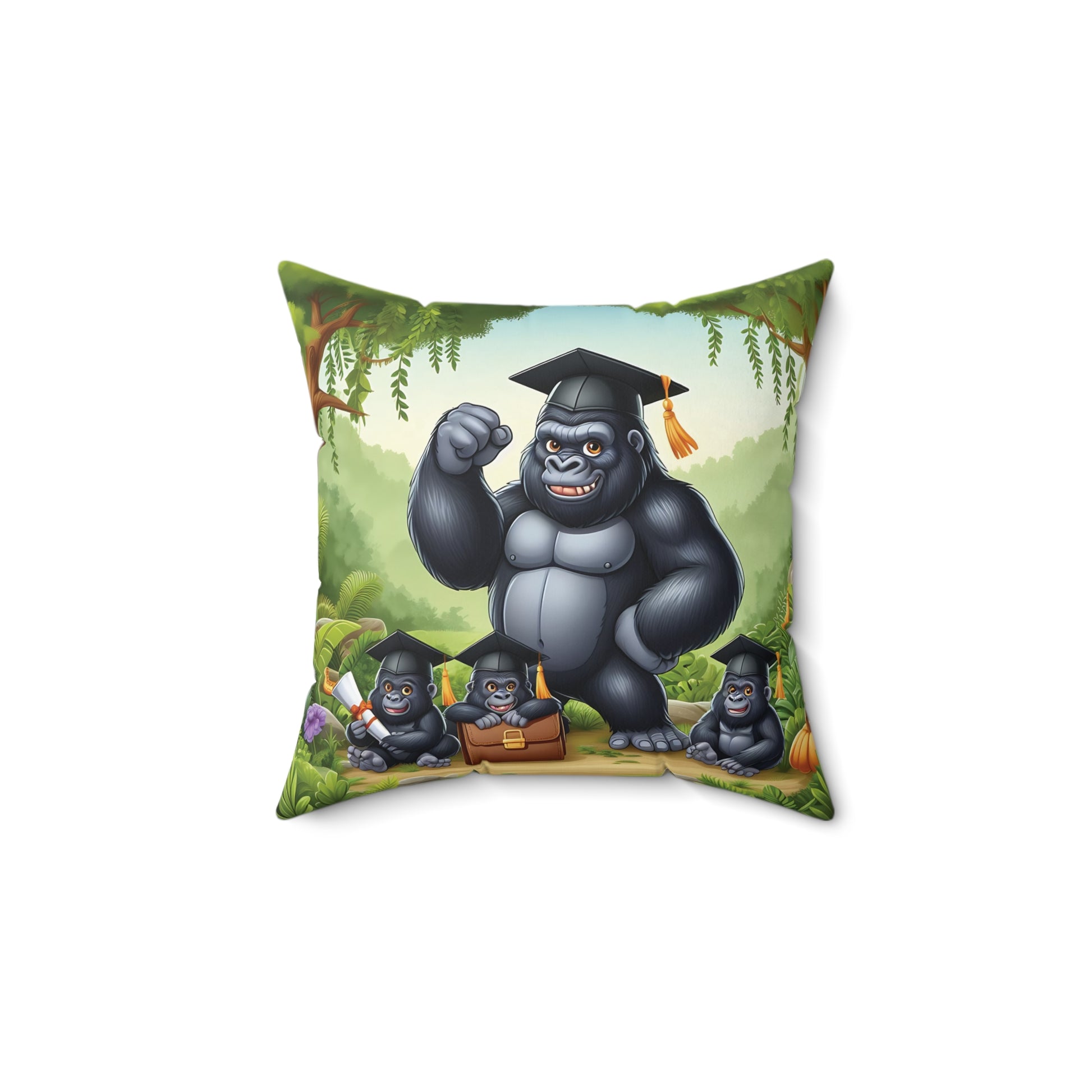 Celebrate the joyous occasion of graduation with this delightful pillow of adult and young gorillas. Perfect for commemorating the academic achievements of both parents and kids, this pillow brings the spirit of graduation to your home and office decor. BUY NOW! (SK Superb)