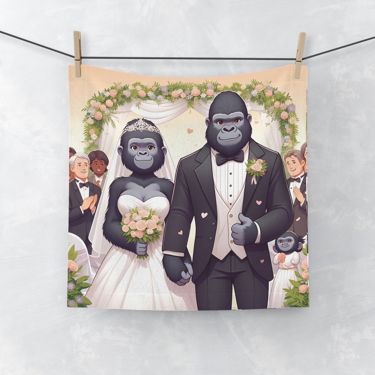 Celebrate love and unity with our "Elegant Gorilla Wedding Face Towel", reminiscent of a human wedding. A unique and heartwarming addition to any bathroom decor. It's an ideal wedding gift, anniversary present. Celebrate the special bond of marriage with a fun and artistic twist. BUY NOW! (SK Superb)