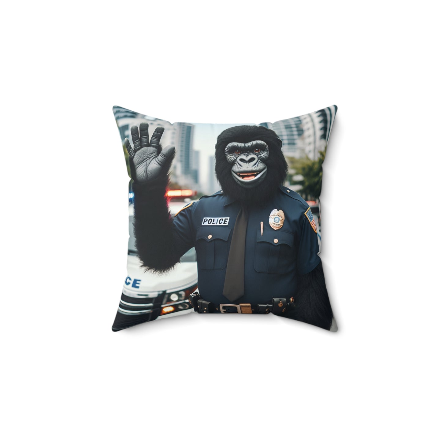 Introducing the "Police Officer Gorilla Pillow" – a humorous addition to your home decor. Bring home this delightful pillow with a charming gorilla dressed in a full police uniform to keep watch over your home. Makes a great gift to your police colleagues too. (SK Superb)