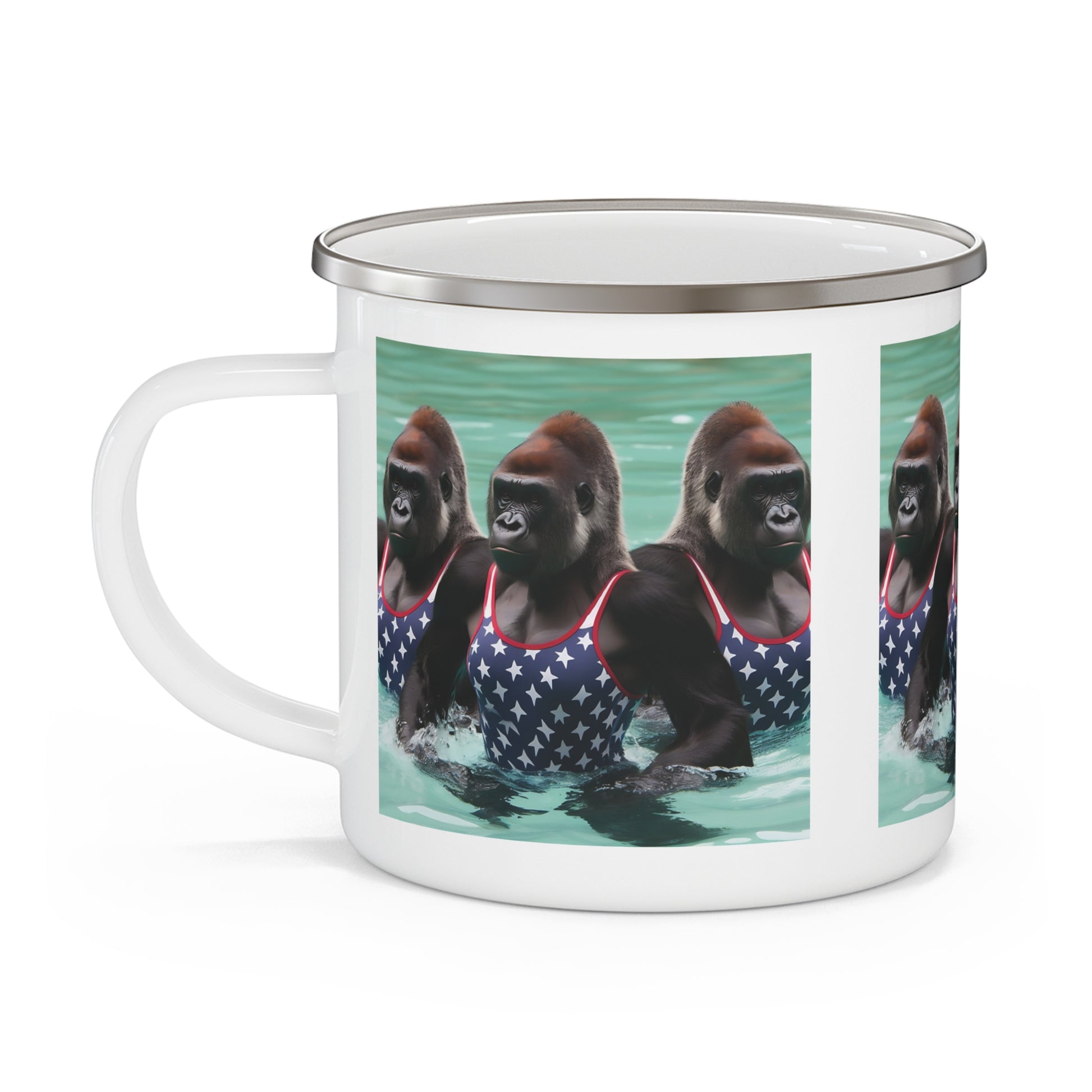 Patriotic Gorilla Enamel Camping Mug - Wildlife Drinkware