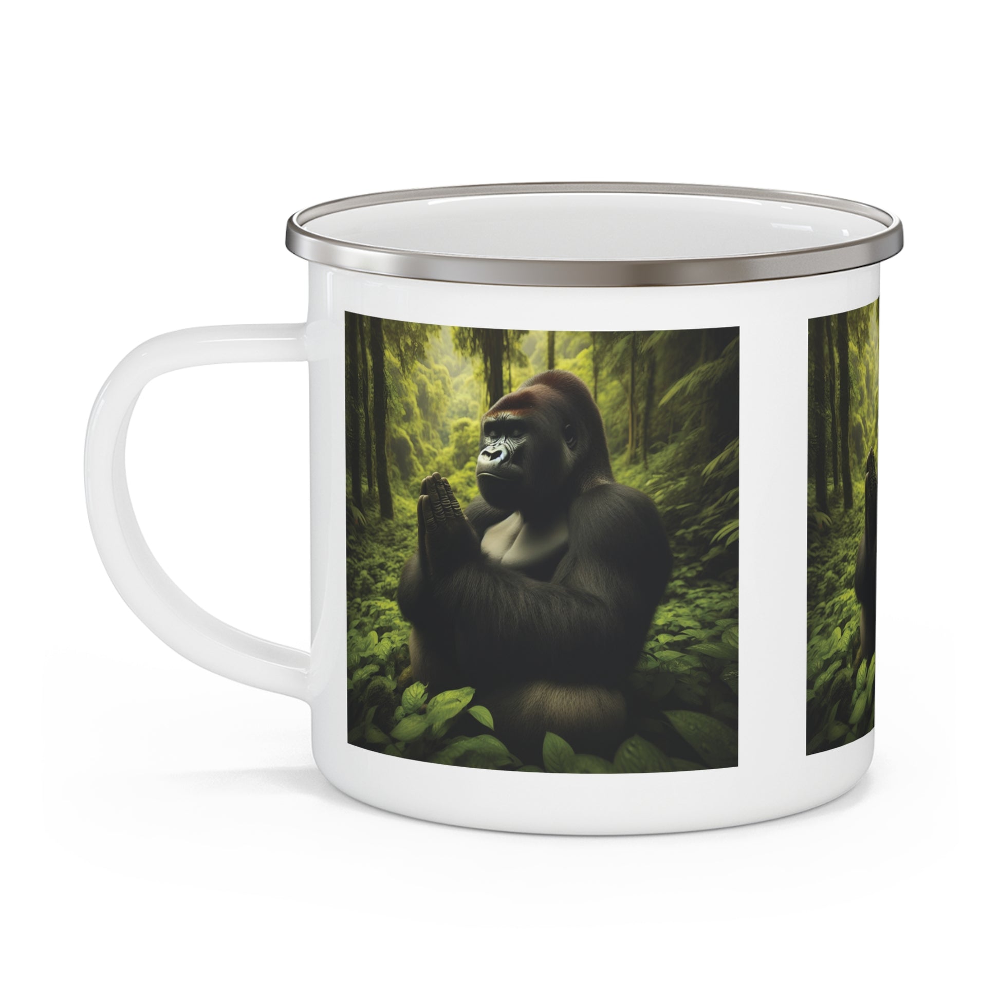 Gorilla Prayer Themed Enamel Camping Mug - Animal / Wildlife Lovers