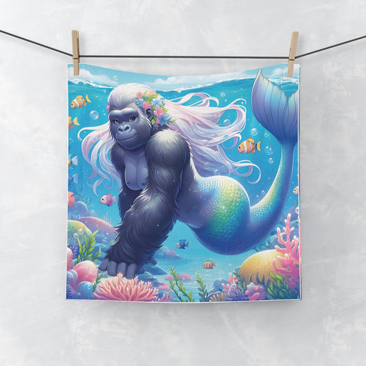 Our "Majestic Ocean Gorilla Mermaid Face Towel" is a standout piece in your bathroom decor. Whether you're treating yourself or looking for the perfect gift, this gorilla mermaid face towel is sure to impress. For animal and art lovers. BUY NOW! (SK Superb)