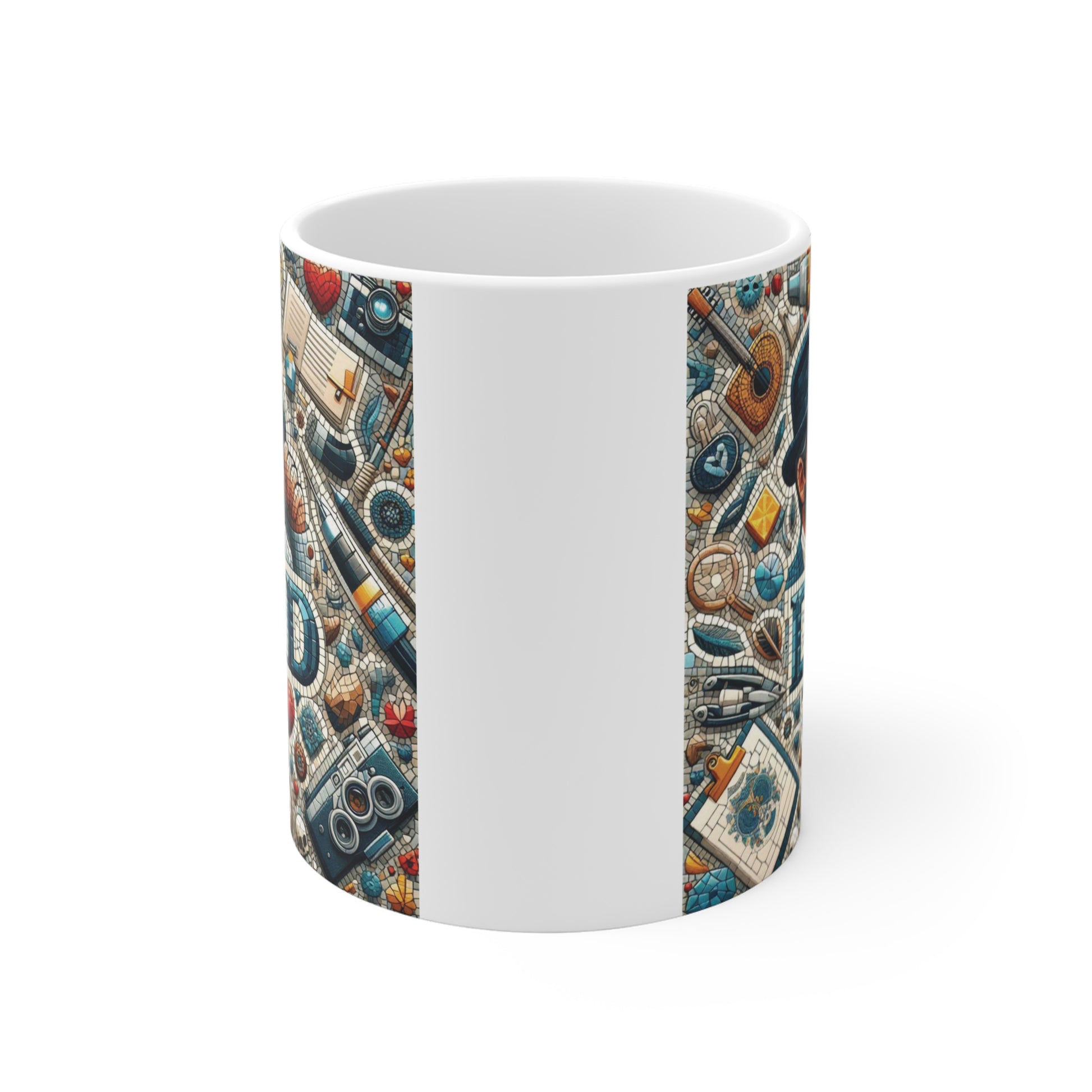 Dad Mug with Kid for Birthday, Christmas, Appreciation - Vintage Mosaic Style
