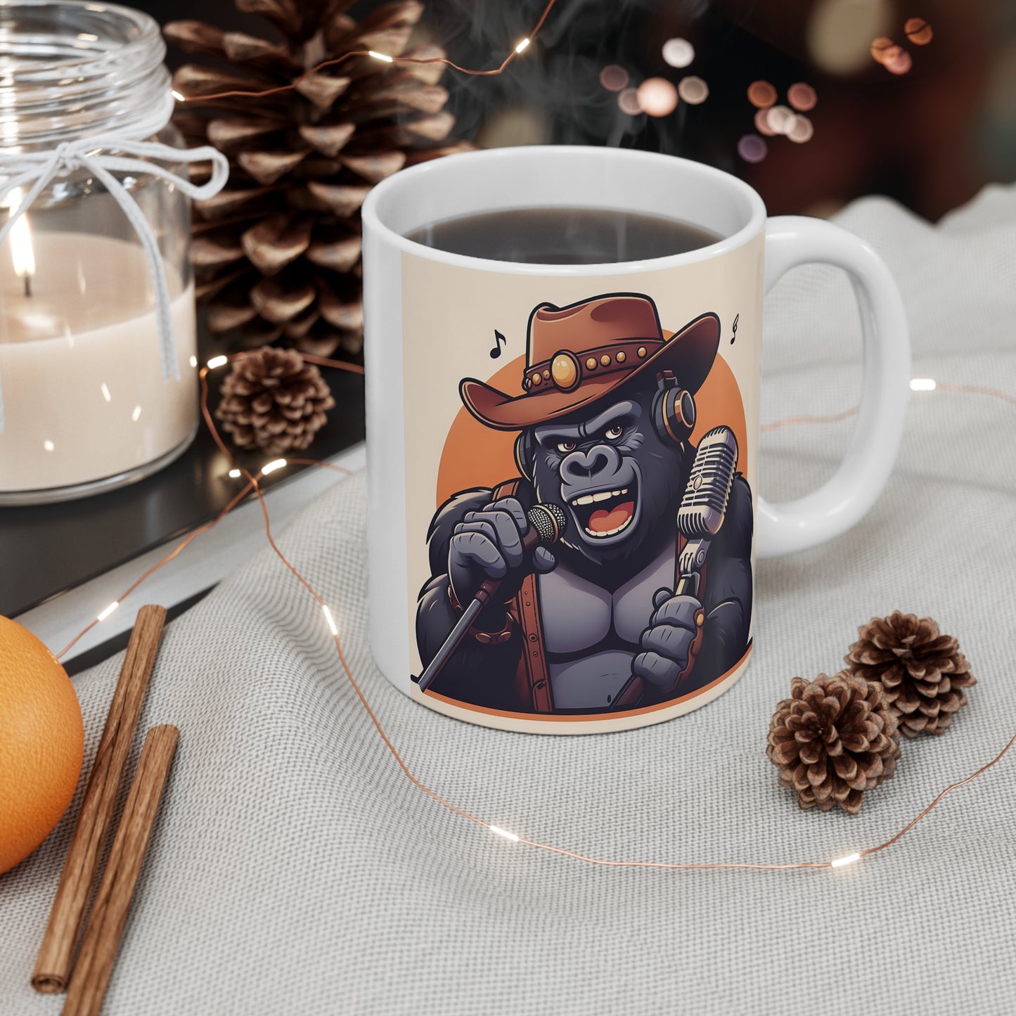 Quirky Cartoon Gorilla Country Singer 11oz Mug