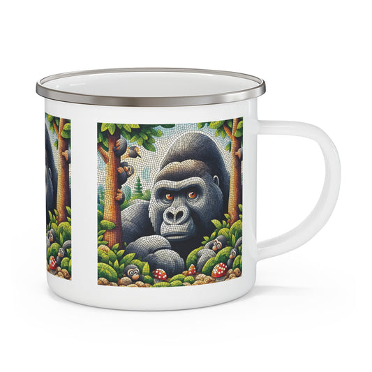 Elevate your camping experience with our Enchanting Forest Gorilla Mosaic Enamel Camping Mug. This mug is perfect for nature enthusiasts, adventure seekers, hiking, camping, and picnics. A unique thoughtful gift. BUY NOW! (SK Superb)