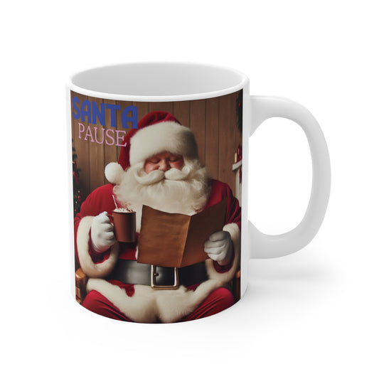 Bring holiday cheer to your mornings with the "Santa Pause" 11oz Christmas Mug! A thoughtful Secret Santa gift. Perfect for spreading festive vibes! BUY NOW!