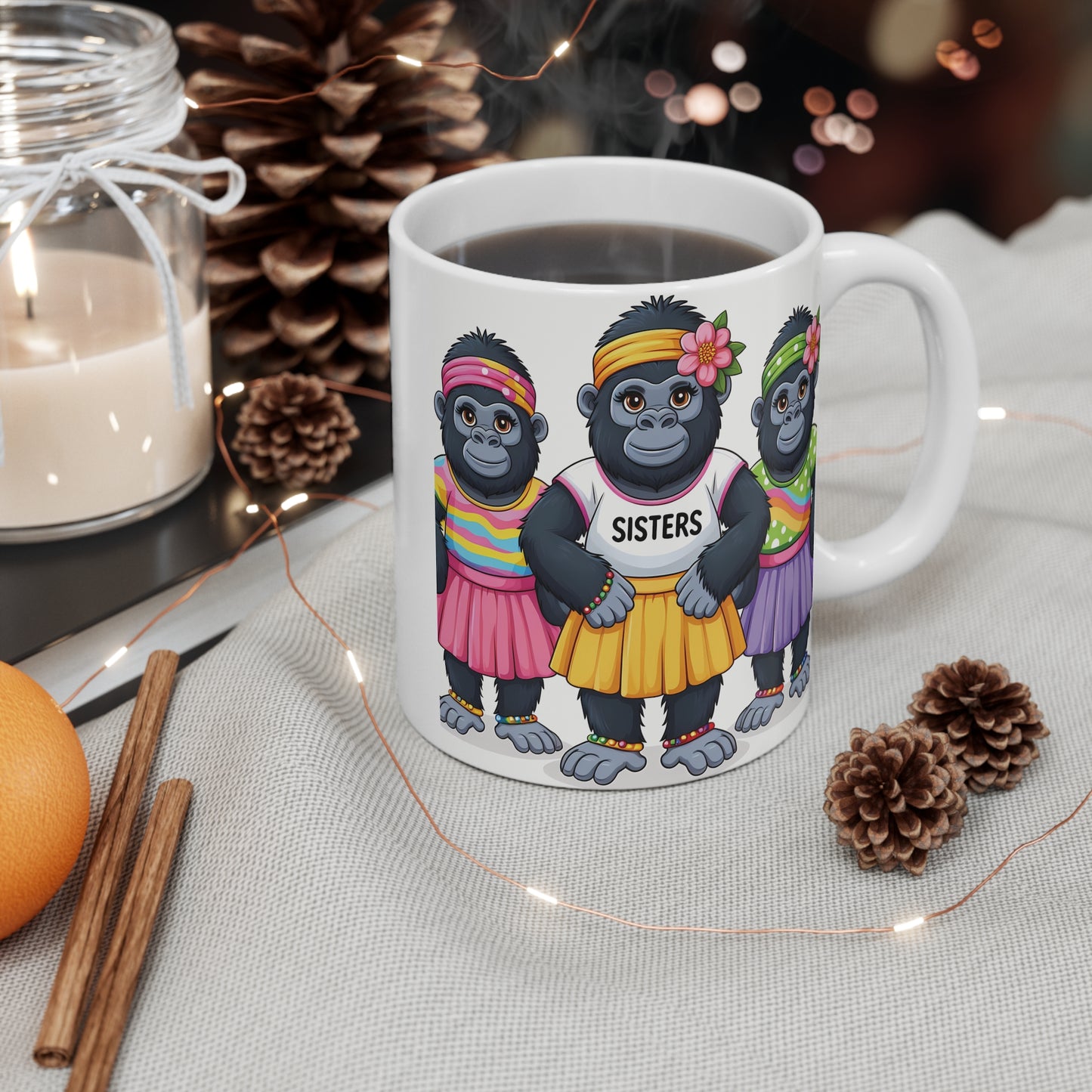 Cute Cartoon Gorilla Sisters 11oz Mug