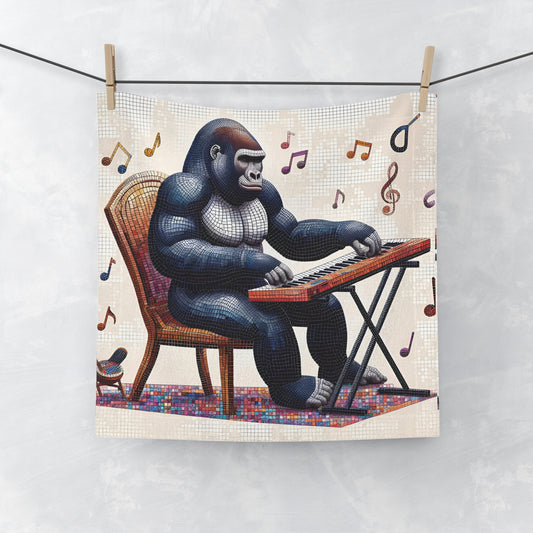 Our mosaic style artwork "Musical Gorilla Face Towel" is a perfect blend of creativity and functionality. An ideal gift for music enthusiasts and art lovers alike. A unique design in any bathroom, gym, or travel bag, adding a touch of artistic flair to your daily essentials. BUY NOW! (SK Superb)