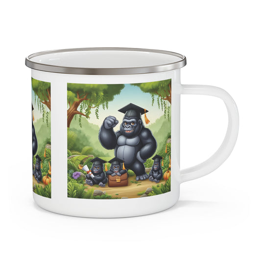 Celebrate milestones with our fun "Graduation Celebration Gorilla" enamel camping mug! Perfect for outdoor adventures or as a unique graduation gift. Ideal for students, teachers, or wildlife lovers, this jungle-themed mug adds a playful touch to any celebration. BUY NOW! (SK Superb)