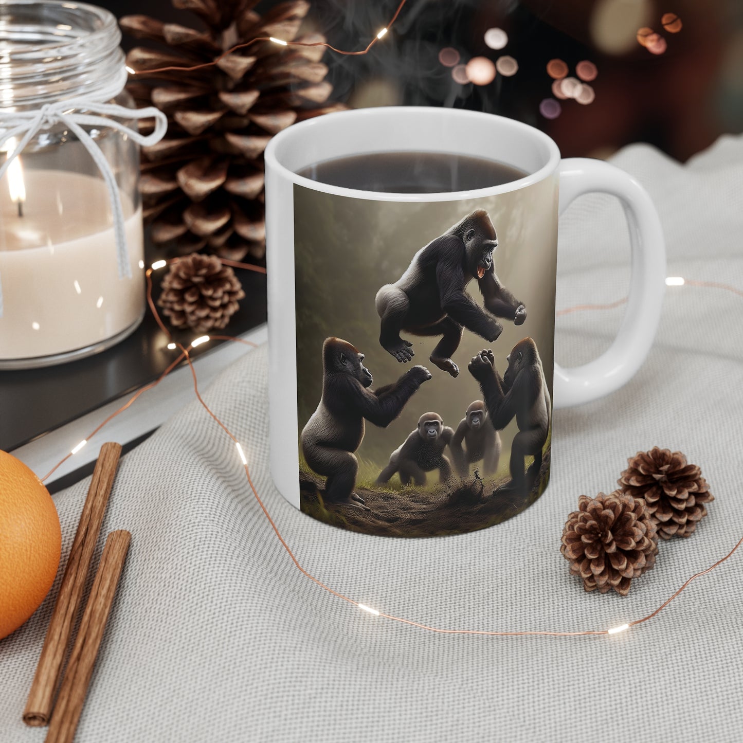 11oz Gorilla Exercising Jumping Mug - Wildlife Theme