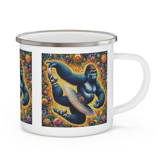 Our mosaic art design "Gorilla Ballerina" Enamel Camping Mug combines the grace of a ballet dancer with the strength of a gorilla. Perfect for camping or home use. Ideal for ballet lovers, animal art, nature lovers for a truly memorable piece. BUY NOW! (SK Superb)