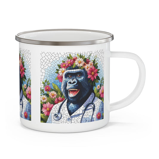 Celebrate the dedication of nurses with this fun, mosaic style Gorilla Nurse Enamel Camping Mug. This functional, stylish mug is perfect for camping, outdoor adventures, or everyday use. A unique gift for nurses, healthcare workers, and animal lovers. BUY NOW! (SK Superb)