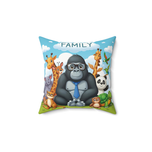 Celebrate the warmth and unity of family with our "Gorilla in Family Pillow." Featuring a wise gorilla with animal friends, this pillow symbolizes the strength and unity of family bonds, just as in human families. Make your home cozier with this pillow. BUY NOW! (SK Superb)