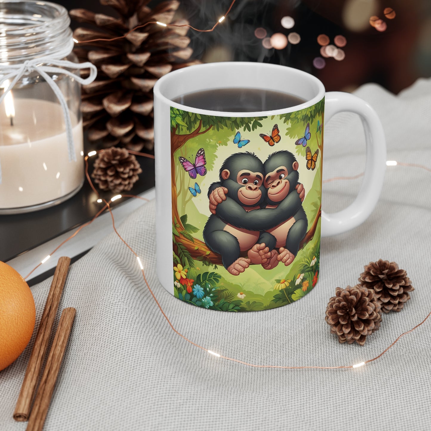 Hugging Monkeys Brotherhood Bond 11oz Mug