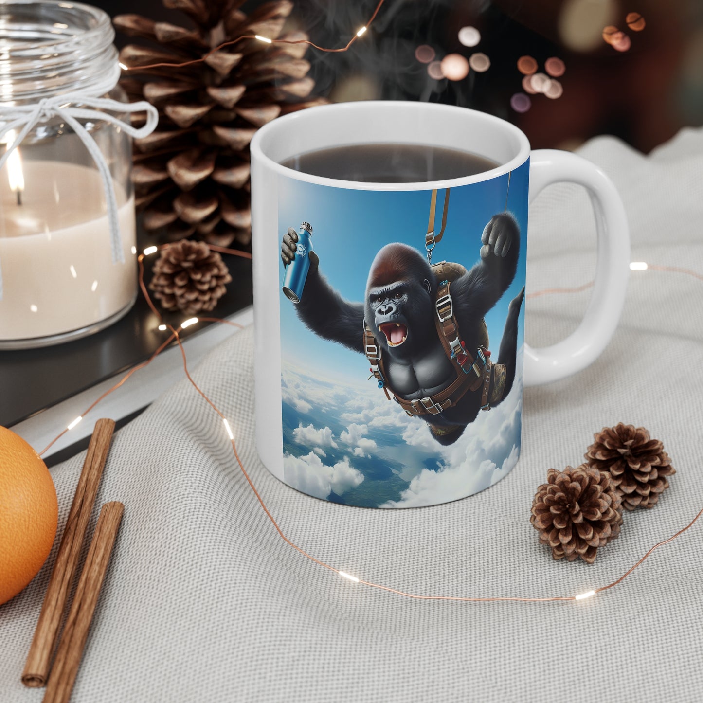 Skydiving Theme Gorilla 11oz Mug