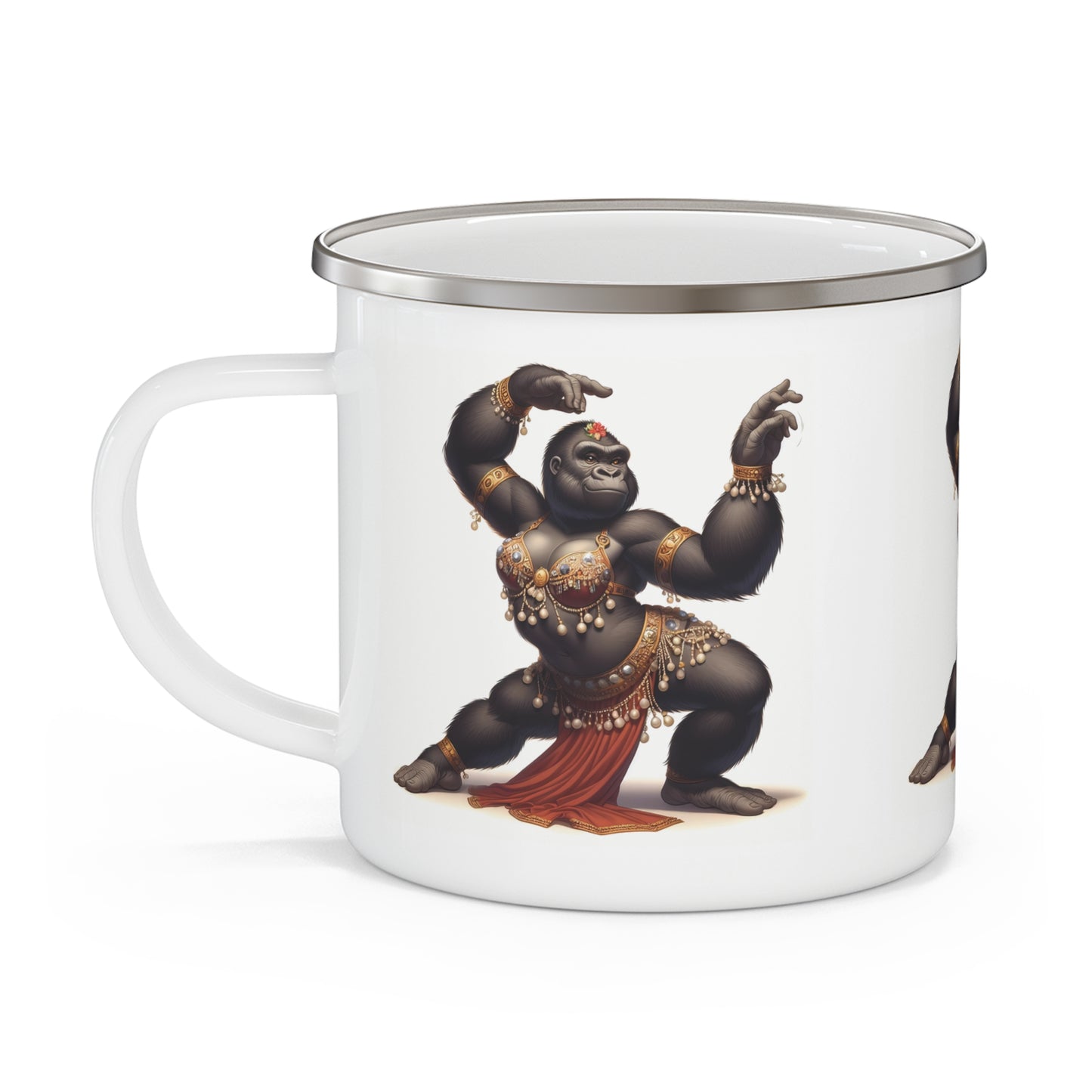 Graceful Gorilla Belly Dancing Enamel Camping Mug