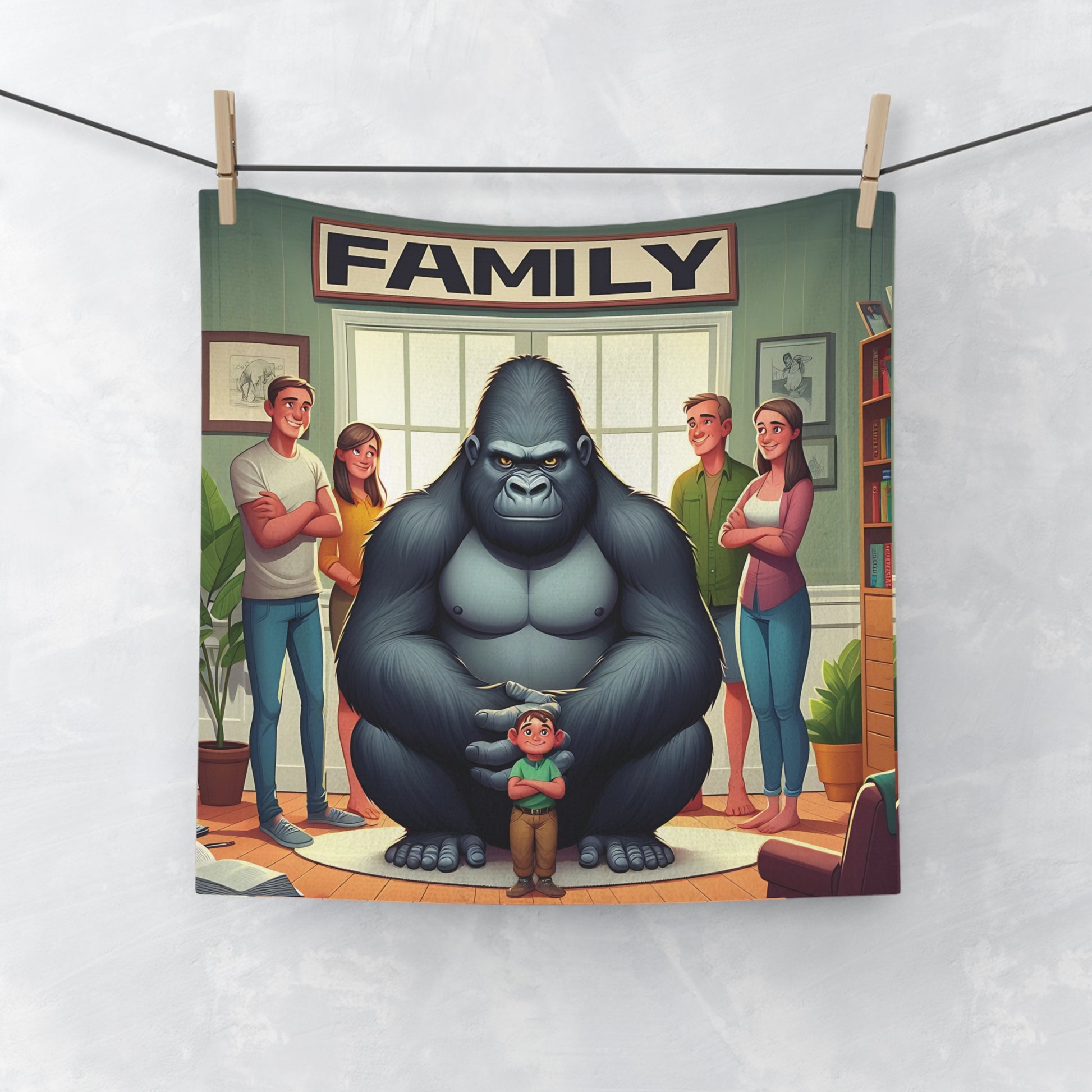 Celebrate the essence of family with our 'Gorilla and Human Family Bonding Time' face towel. A functional and decorative face towel that captures the spirit of unity and togetherness. Ideal for bathrooms, kitchens, or as a thoughtful gift for family and friends. BUY NOW! (SK Superb)