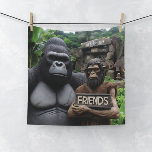 Add a touch of friendship and fun to your bathroom with our "Friends Forever Gorilla and Caveman Face Towel." Perfect for animal lovers and jungle enthusiasts, this towel brings a touch of nature and companionship to your daily routine. Ideal for your bathroom, gym bag, or travel essentials. BUY NOW! (SK Superb)