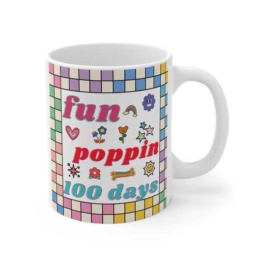 Celebrate milestones in style with the Fun & Poppin 100 Days 11oz Mug! This retro-inspired ceramic mug is a great gift idea! BUY NOW!