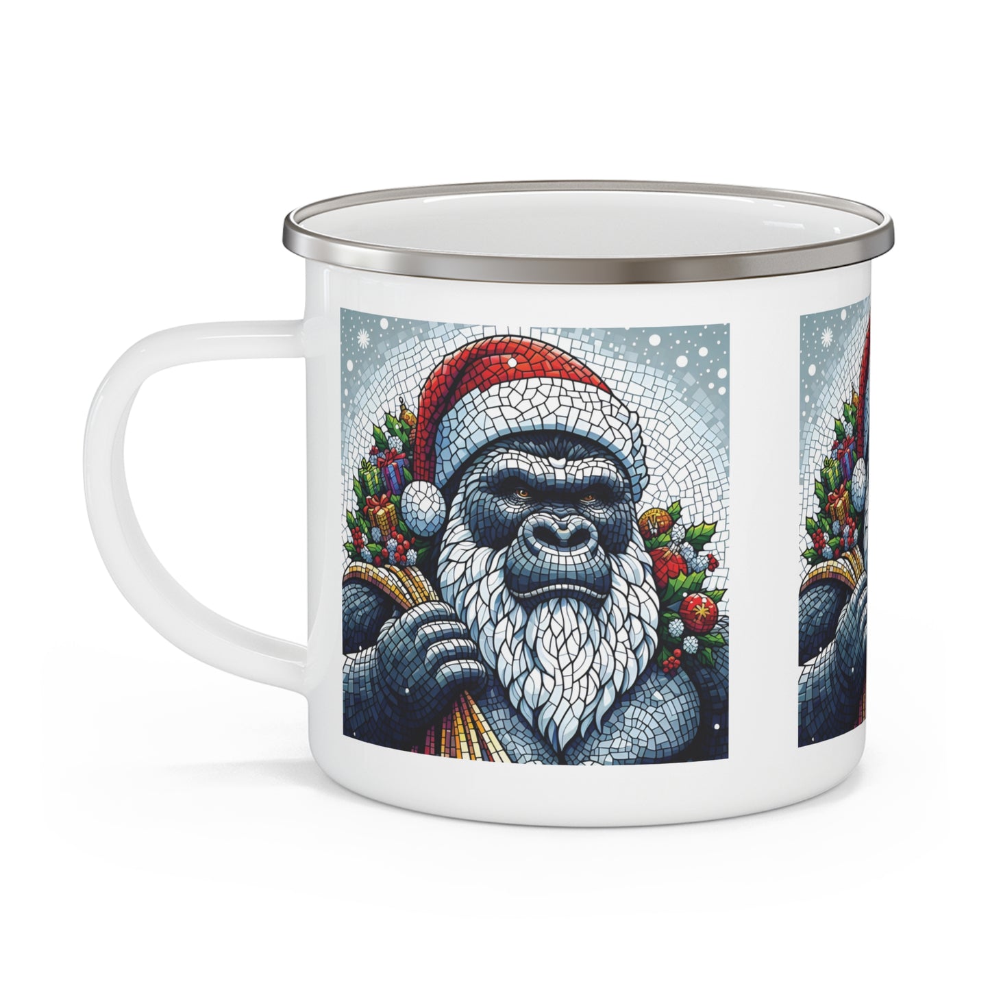 Santa Gorilla Coffee Enamel Camping Mug