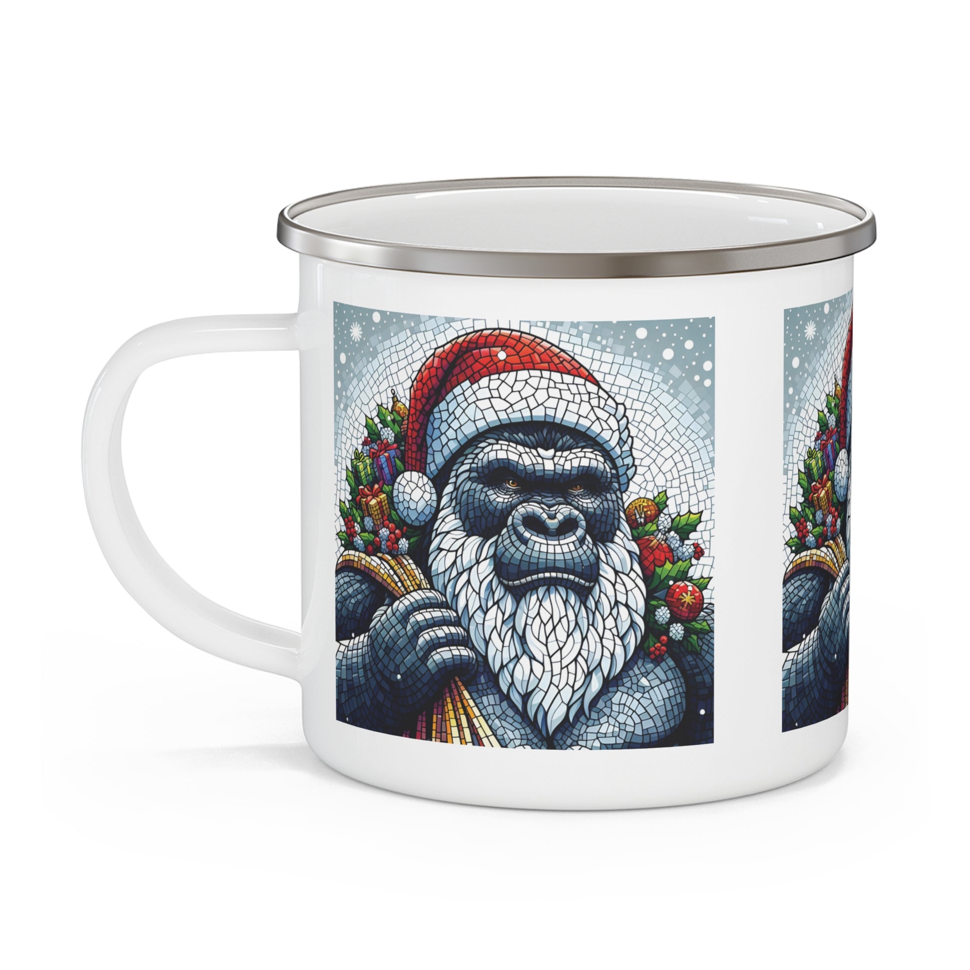 Santa Gorilla Coffee Enamel Camping Mug