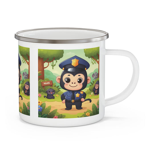 Encourage your child's imagination with this cute police officer monkey enamel camping mug. Perfect gift for kids for outdoor adventures or daily use. This playful mug inspires kids who love adventure and role-playing. This enamel mug is designed to spark creativity and fun. BUY NOW! (SK Superb)