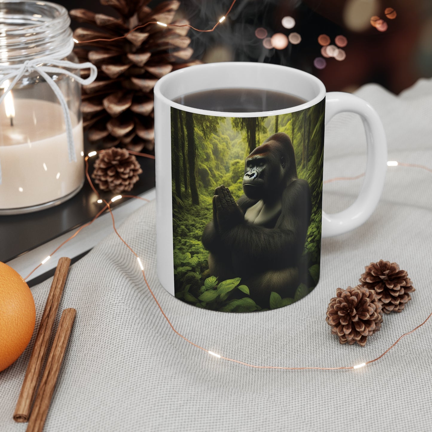 Serene Gorilla in Prayer 11oz Mug