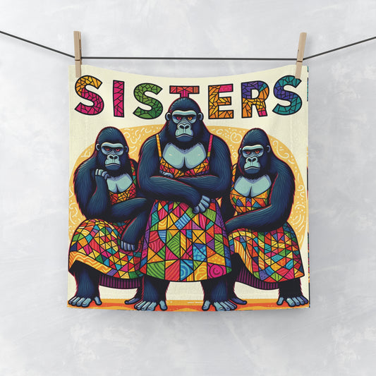 This "SISTERS" Gorilla Face Towel showcases sisterhood and strength. A mosaic design of creativity. A thoughtful and artistic gift towel for friends and family, who love animal-themed products. A towel suitable for home, gym, or travel. BUY NOW! (SK Superb)