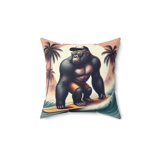 Add a touch of tropical fun to your home and office decor with the Cool Gorilla Surfer Pillow. It features a cool gorilla in sunglasses riding the waves, a great gift to surfer enthusiasts and animal lovers. Bring the beach to your home and office and make a splash with this unique pillow! (SK Superb)