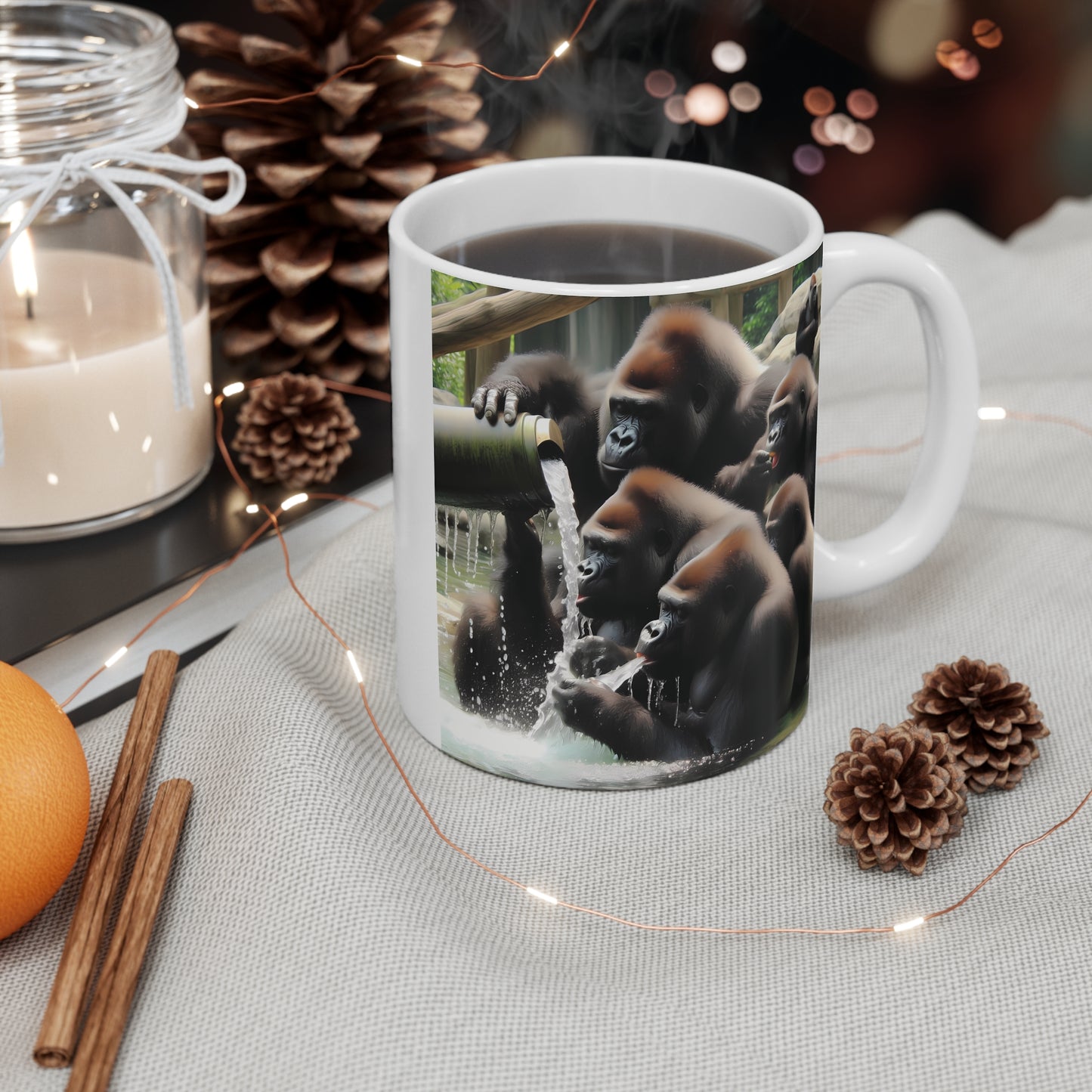 Gorilla Family Fun Waterfall 11oz Mug - Wildlife Lovers