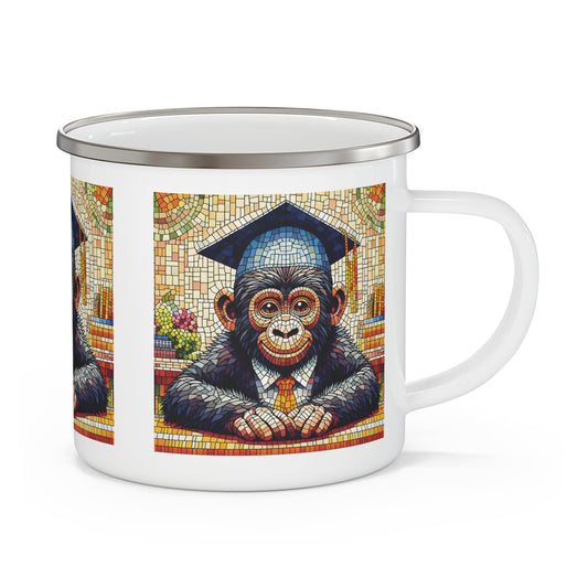 Celebrate academic success with this mosaic style "Graduating Monkey" enamel camping mug! This mug is perfect for nature lovers, graduates, and teachers. Ideal for camping or as a creative graduation gift, it’s a fun, practical addition to any drinkware collection. Eco-friendly and dishwasher safe. BUY NOW! (SK Superb)