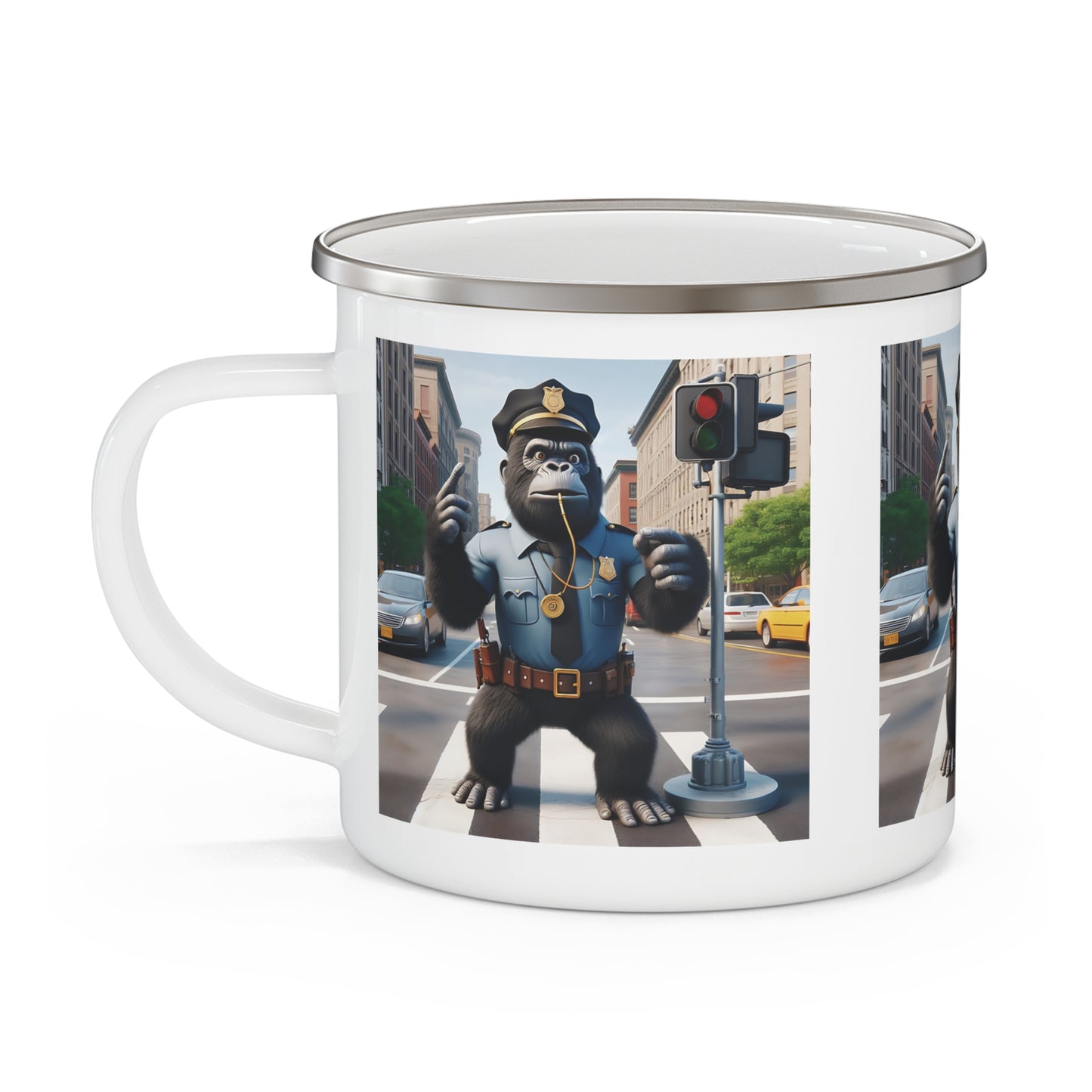 Animal Theme Gorilla Traffic Cop Enamel Camping Mug