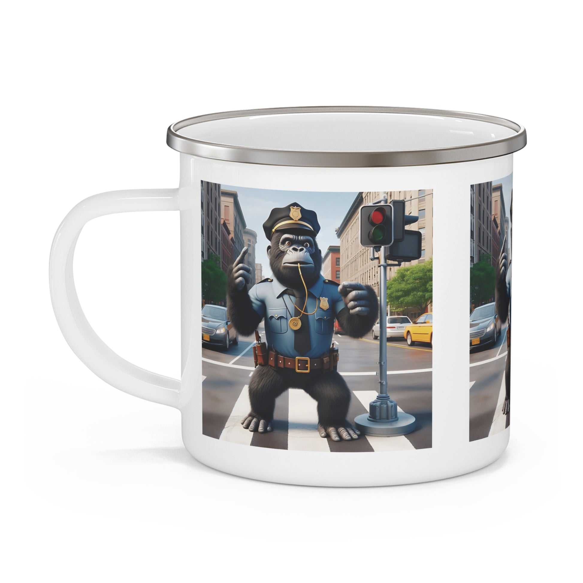 Animal Theme Gorilla Traffic Cop Enamel Camping Mug