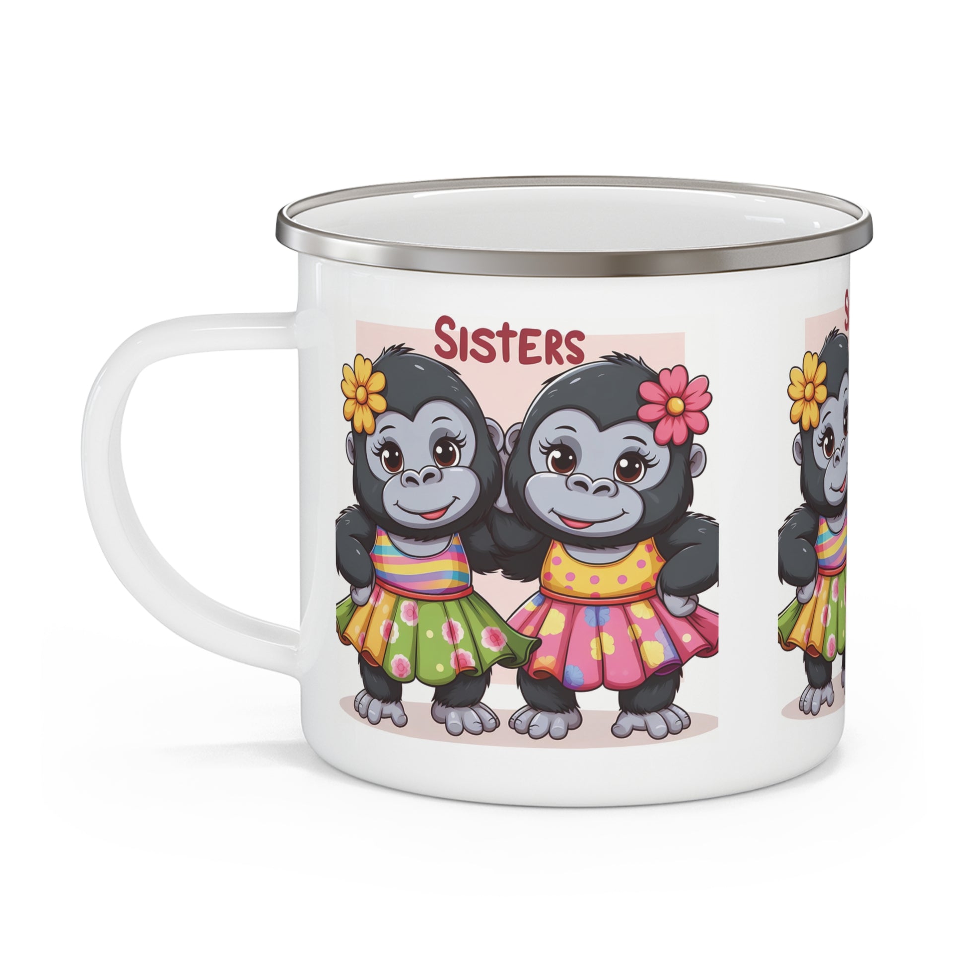 Sisterhood Gorillas Enamel Camping Mug Gift