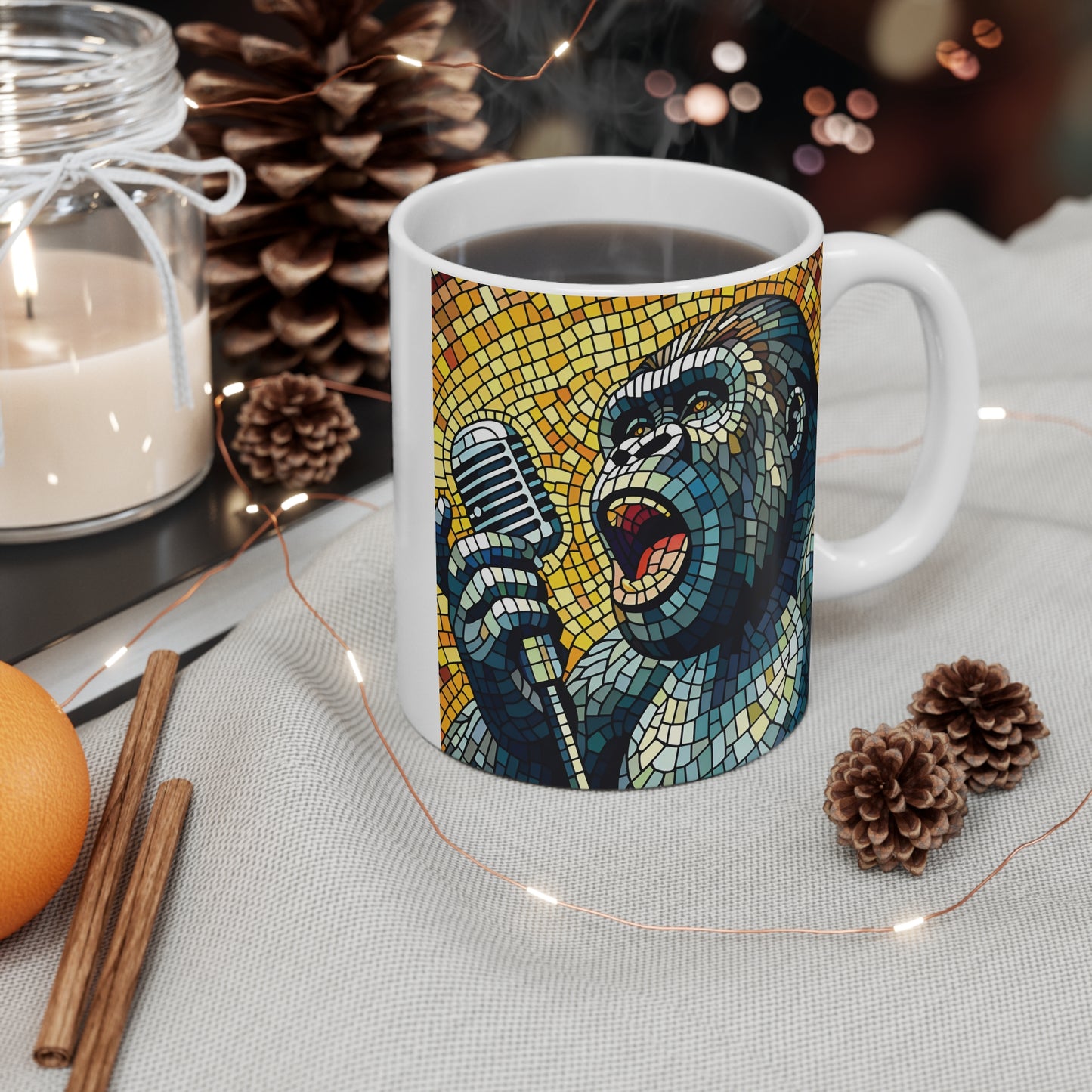 Mosaic Artistic Gorilla Singer 11oz Mug – Music/Animal Lovers