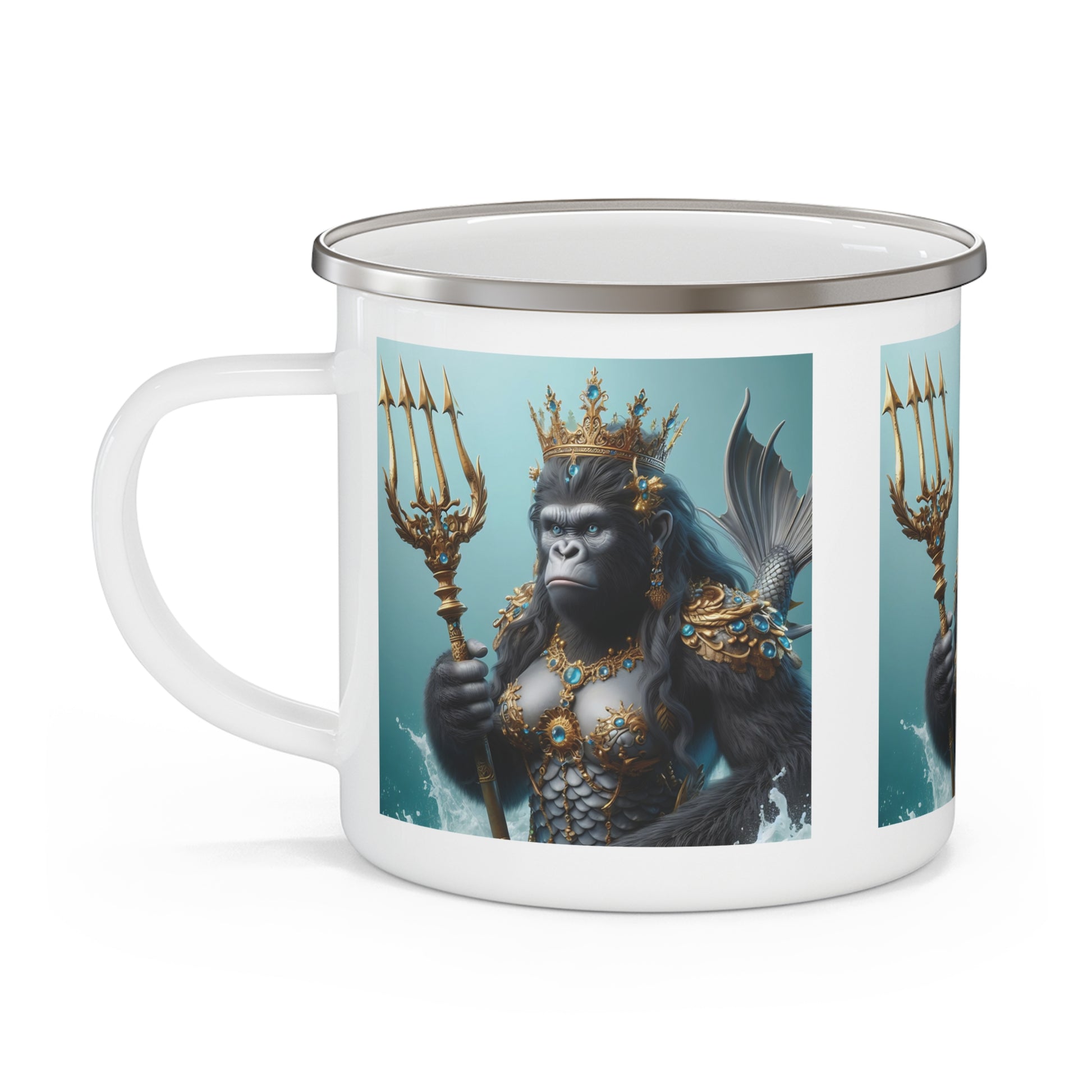 Underwater Majestic Gorilla Mermaid Enamel Camping Mug - Nature / Animal / Gift