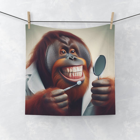 Add a touch of humor to your bathroom with our "Smiling Orangutan Dentist Face Towel." Perfect for animal lovers and dental professionals, this face towel is not only a practical bathroom essential but also a unique piece of art. A great gift for friends, family, or yourself. BUY NOW! (SK Superb)