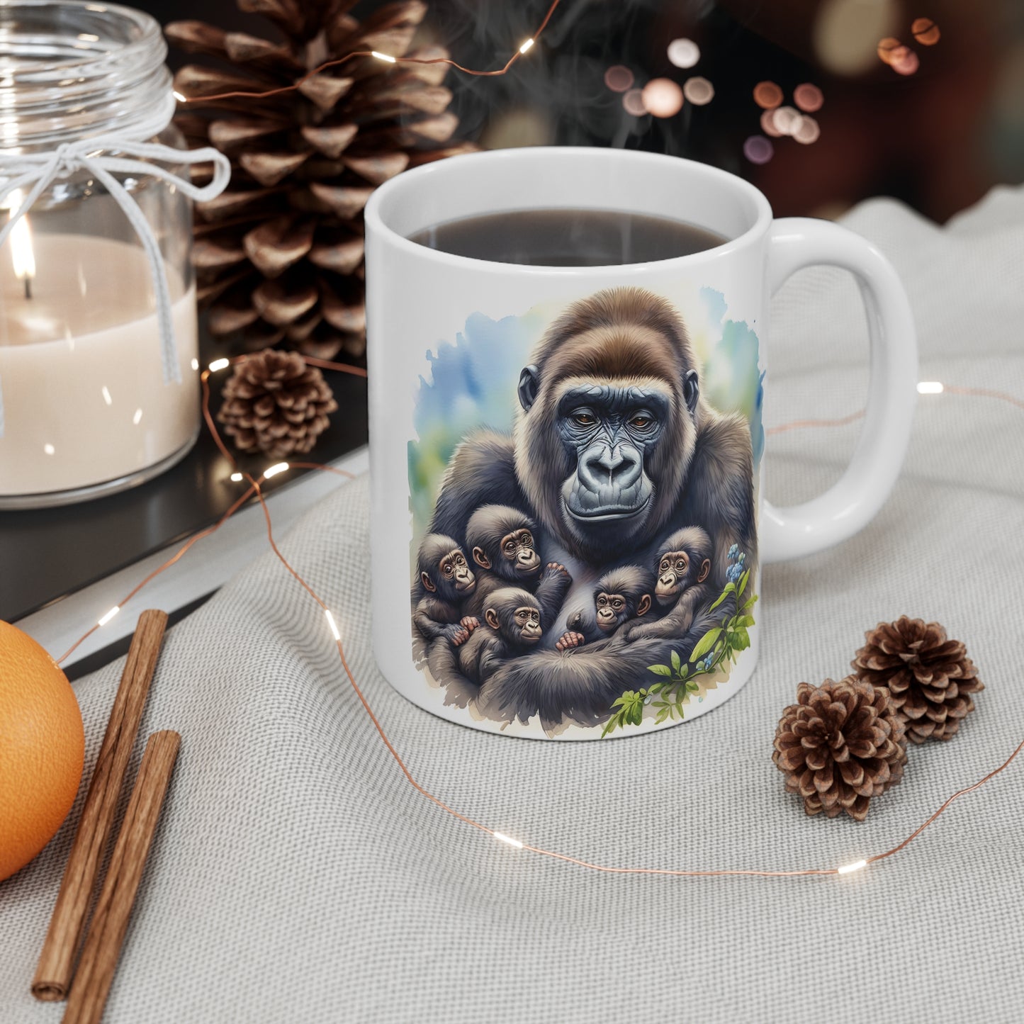 Heartwarming Mother Gorilla with Babies 11oz Mug