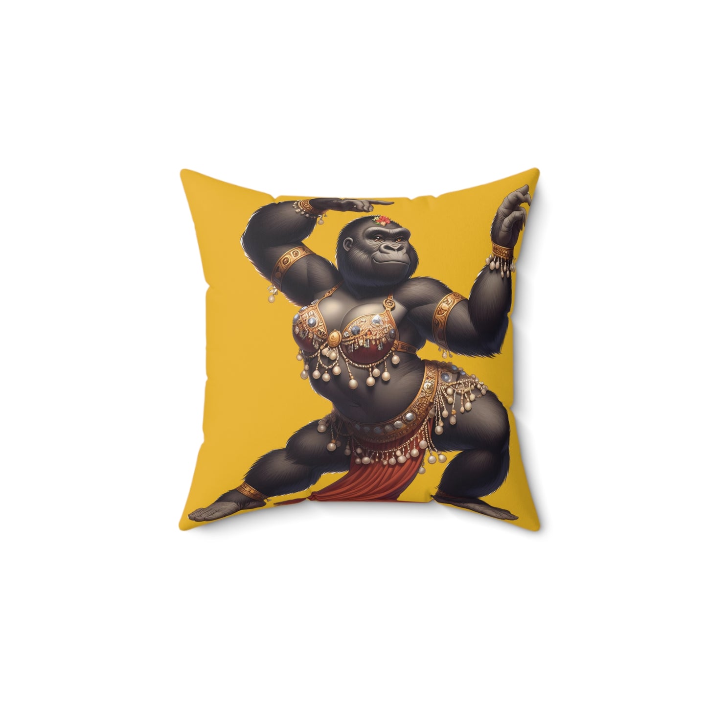 Bring a touch of exotic charm to your home and office with our "Graceful Belly Dancing Gorilla Pillow," moving with the grace of a human dancer. Perfect for animal lovers and those who appreciate fun and unique decor. Bring home this enchanting and stylish pillow today to entertain your guests. (SK Superb)