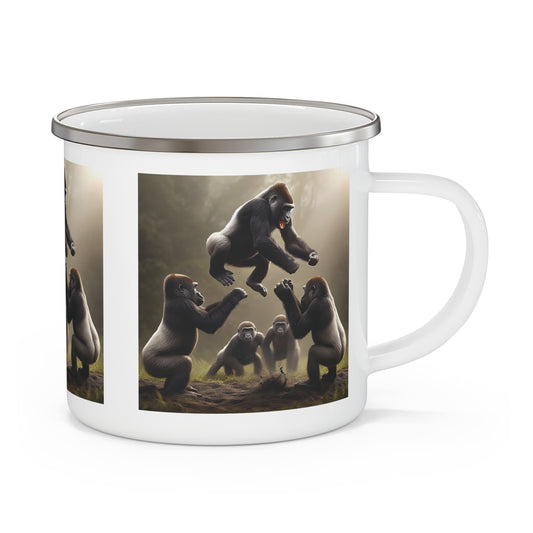Enjoy your outdoor adventures with this enamel camping mug featuring a playful gorilla design. Add a touch of wildlife to your gear with this stylish and functional enamel coffee mug, perfect for any outdoor enthusiast or home use. BUY NOW! (SK Superb)