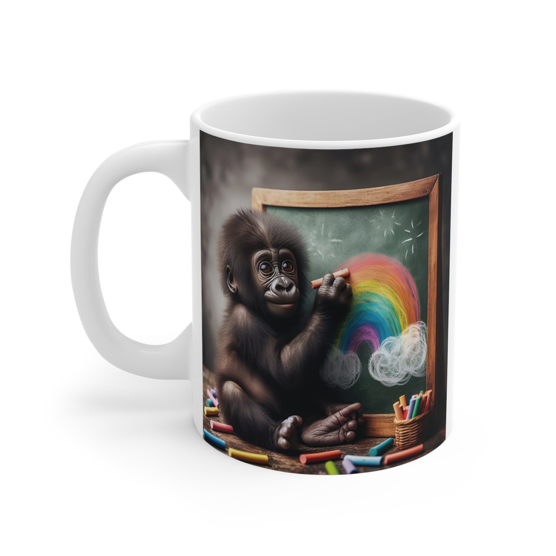 Adorable Gorilla Drawing Rainbow 11oz Mug